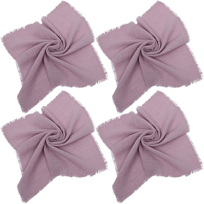 4 قطع مناديل قطن كتان قابلة لإعادة الاستخدام ماصة لحفلات الزفاف وتزيين المطاعم والمنزل - Image 1